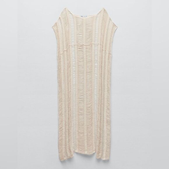 ZARA OPEN WEAVE MIDI TUNIC - Picture 6 of 9